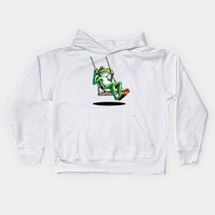 Frog On Swing Kids Hoodie